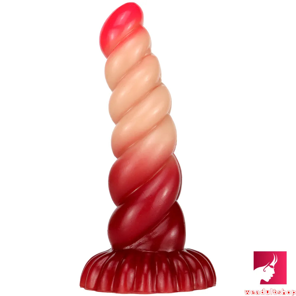 8.07in Ombre Spiral Dildo With Pink Tender Glans For Fucking