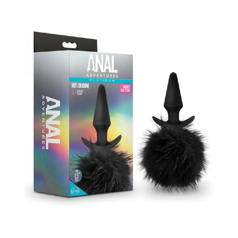 Blush Anal Adventures Platinum Rabbit Tail Plug - Black