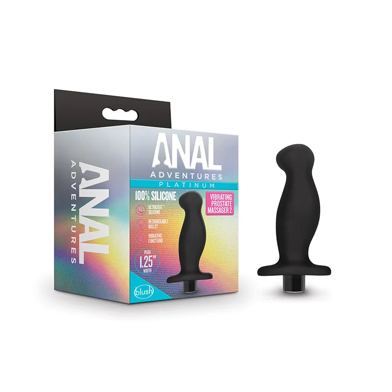 Blush Anal Adventures?Platinum Silicone Rechargeable Vibrating Prostate Massager 02 Black