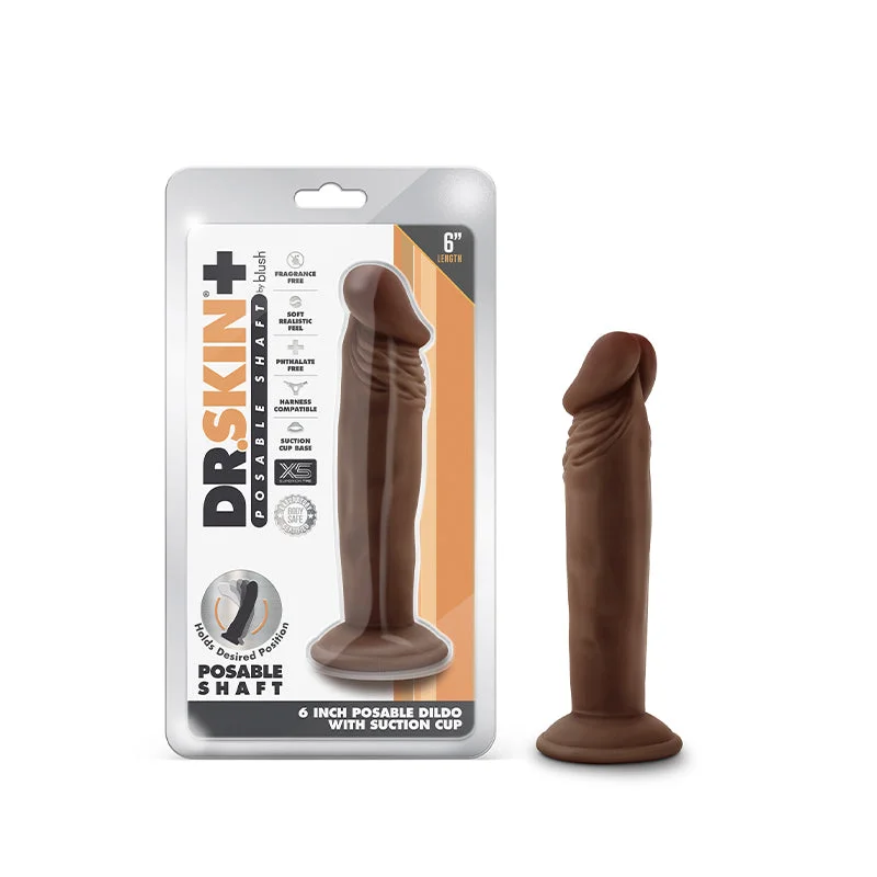 Dr. Skin Plus 6in Posable Dildo Chocolat