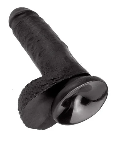 King Cock 7inch Cock with Balls - Black