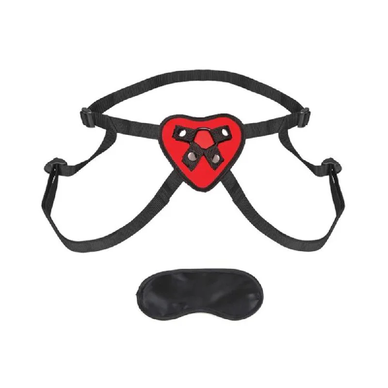 Lux Fetish Red Heart Strap On Harness O/S