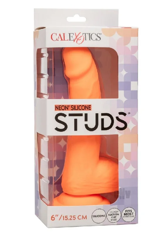 Neon Silicone Studs 6 Dildo Orange