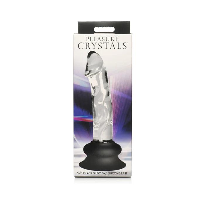 Pleasure Crystal Glass Dildo with Silicone Base - 5.6 Inch