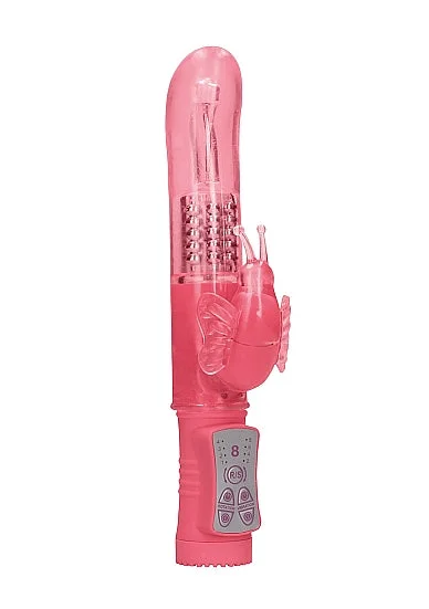 Rotating Beaded Butterfly Vibrator - Pink