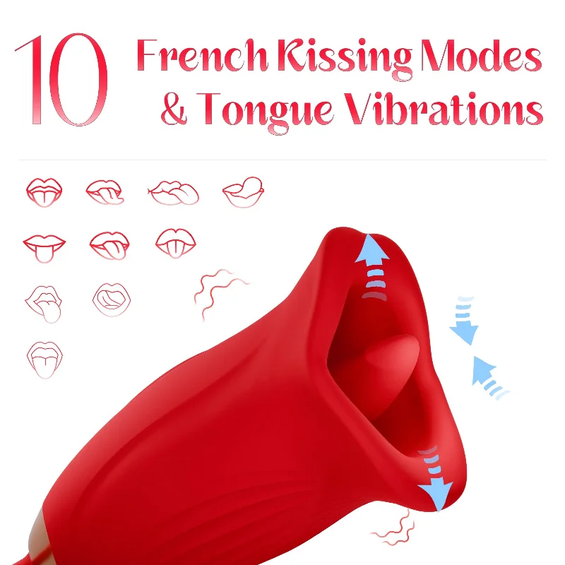 Sex Toy with 10 Kissing Patterns, Vibrations and Flapping Dildo Vibrator