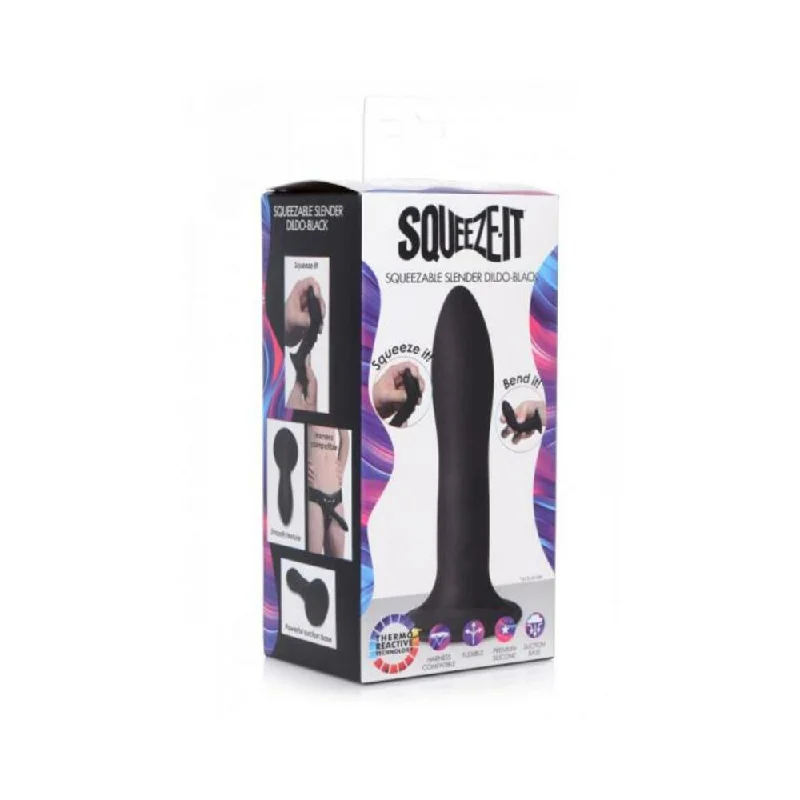 Squeezable Slender Dildo - Black