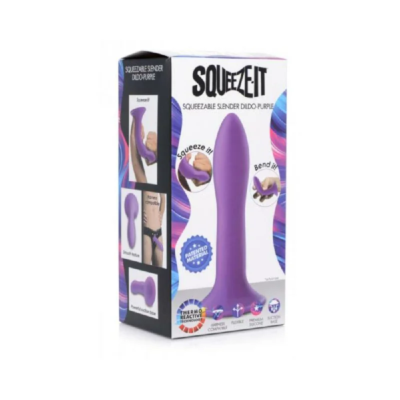 Squeezable Slender Dildo - Purple