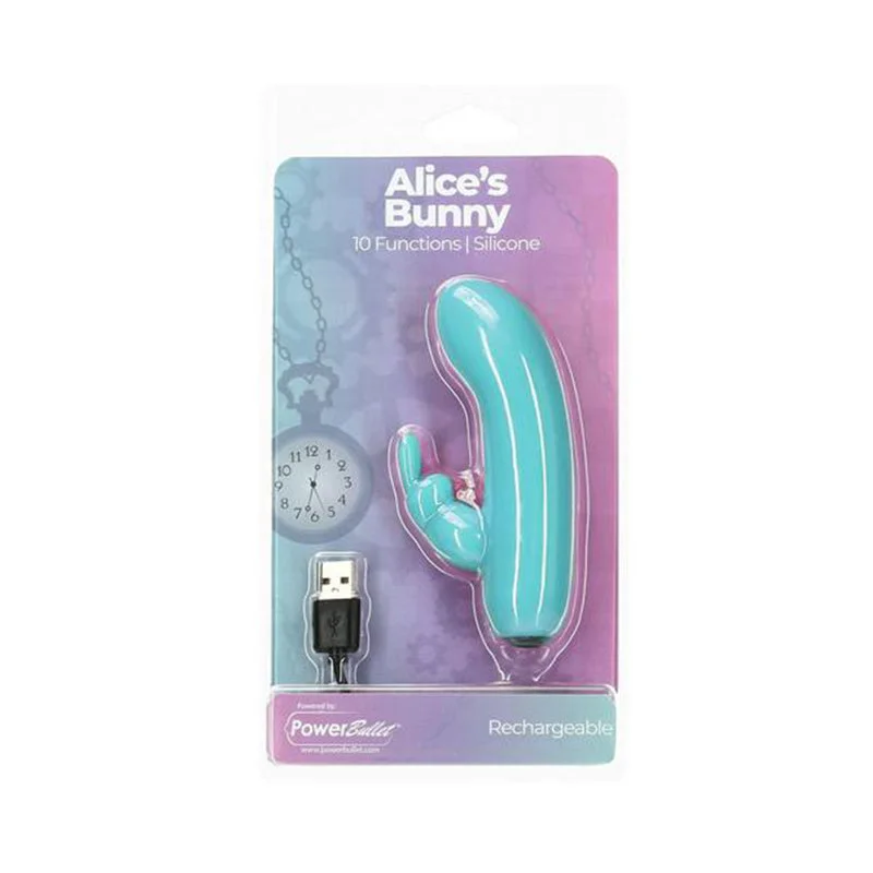 Alice’s Bunny Rechargeable Bullet With Removable Rabbit Sleeve Teal