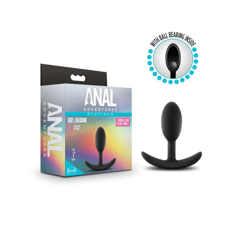 Anal Adventures Platinum Vibra Slim Butt Plug Black 2.5"