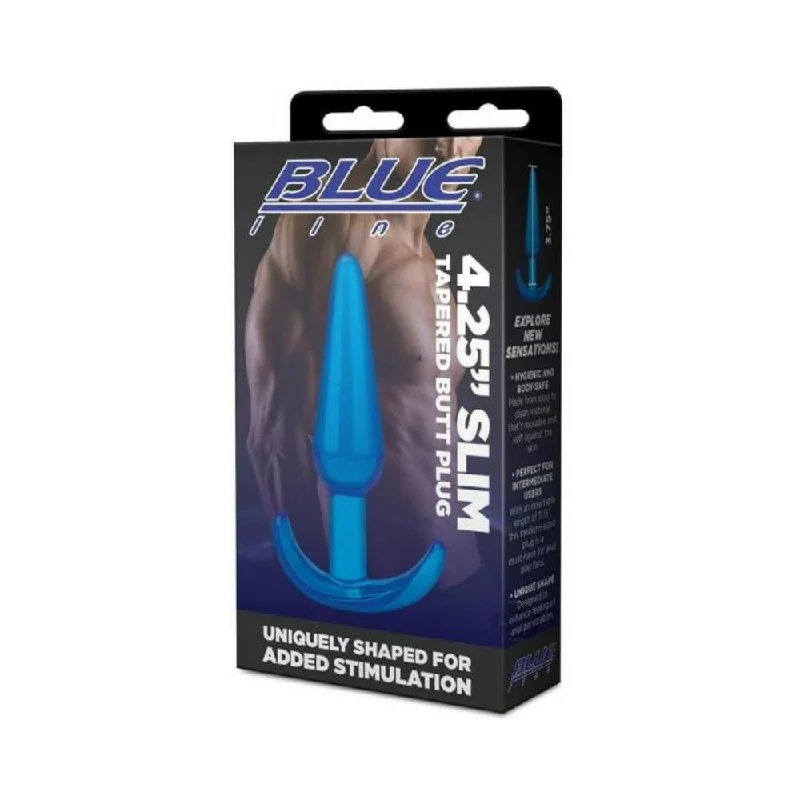 Blue Line C & B 4.25" Slim Tapered Butt Plug - Jelly Blue