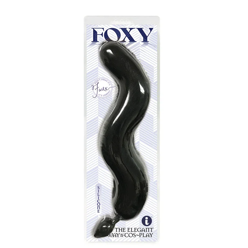 Foxy Fox Tail Silicone Butt Plug Black