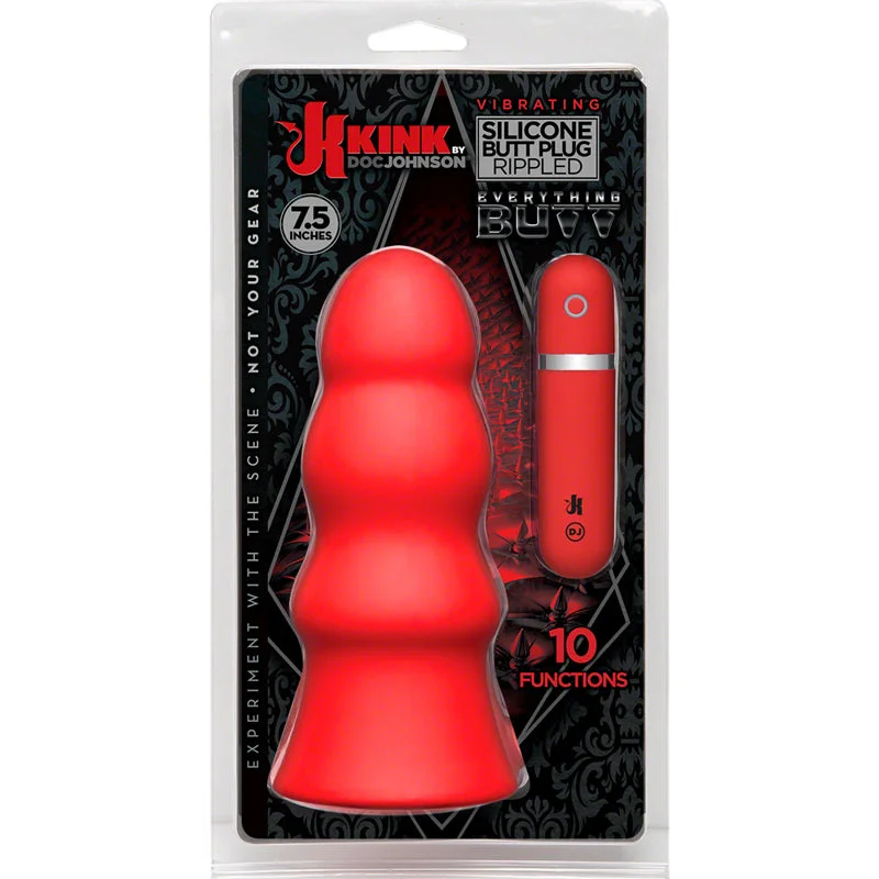 Kink Vibrating Silicone Butt Plug 7.5in Red