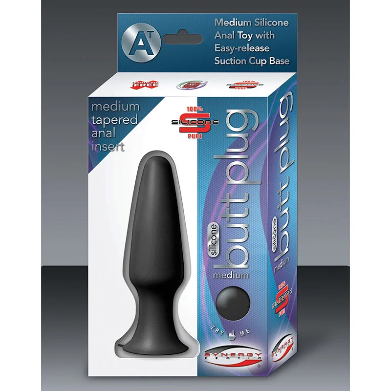 Synergy Silicone Butt Plug Medium Black