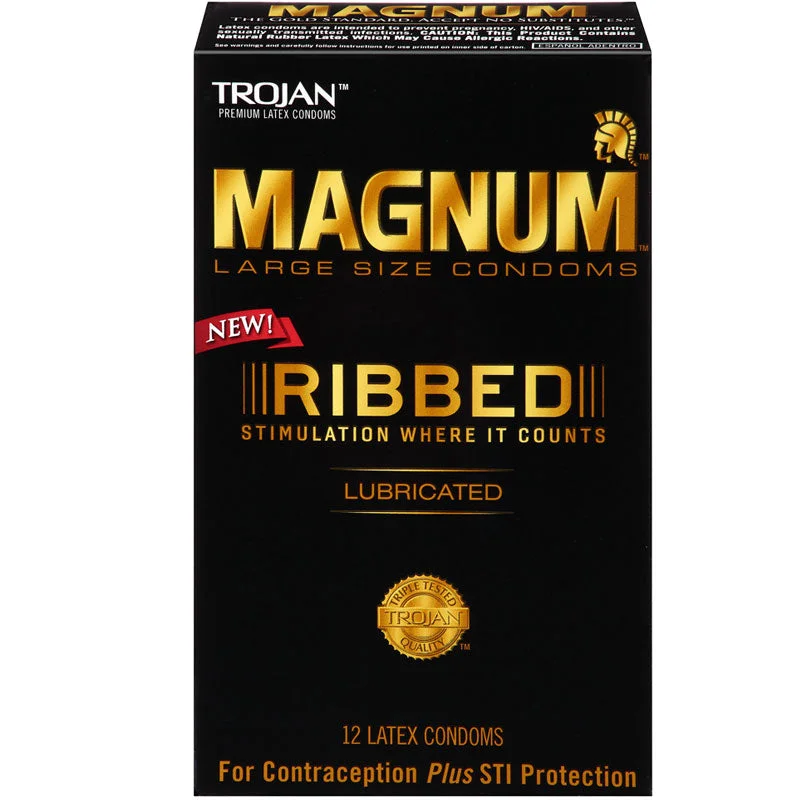 Trojan Magnum Ribbed Latex Condoms (12 pack)