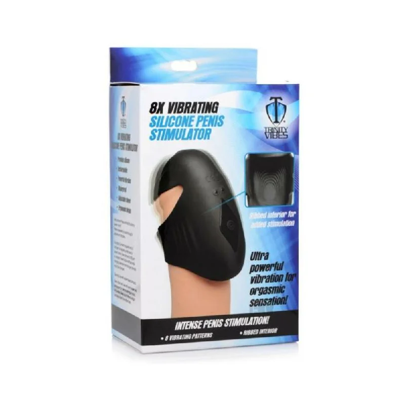 T4m 8x Vibe Silicone Penis Sleeve Black