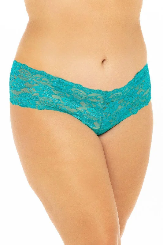 Plus Size Lace Crotchless Boyshort