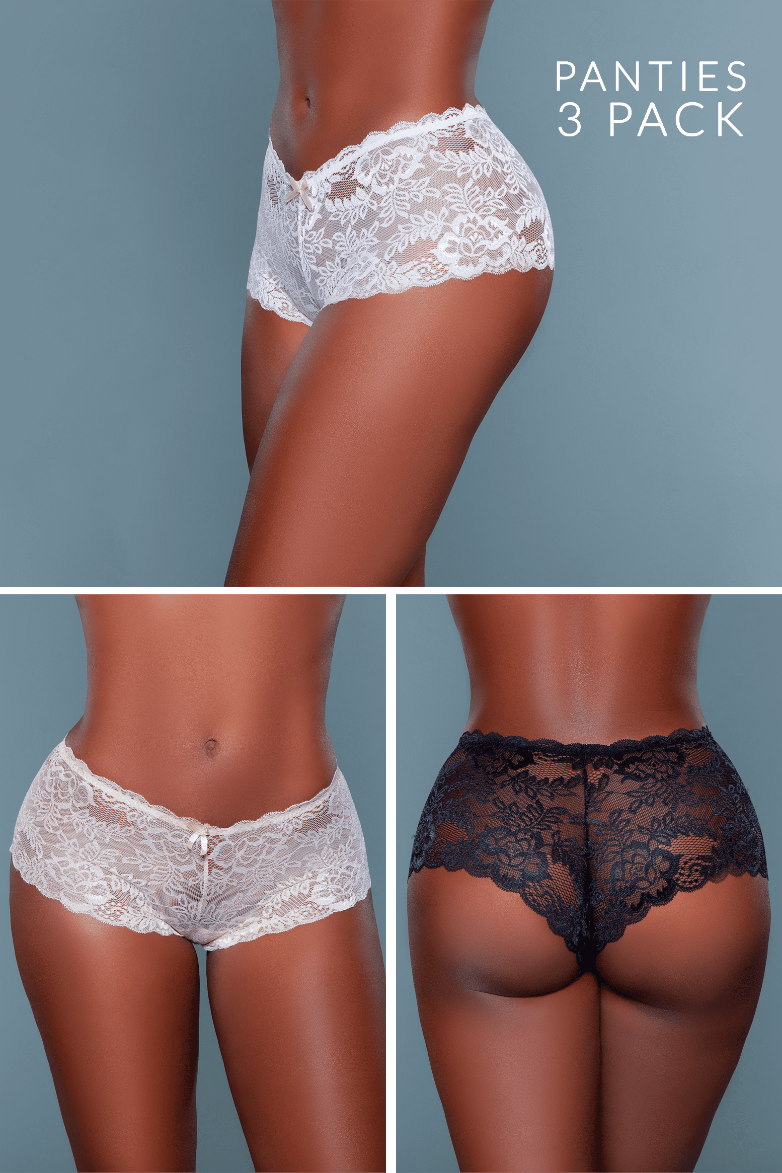 Hayden Lace Boyshort 3 Pack Panties